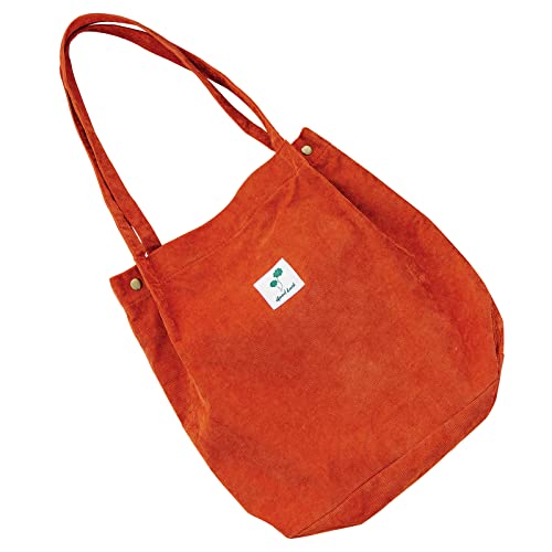 Cloele Cord Tasche Damen mit verstärktem Riemen Große Damen Umhängetache mit Innentaschen für Uni Arbeit Reise Schule (Orange) von Cloele