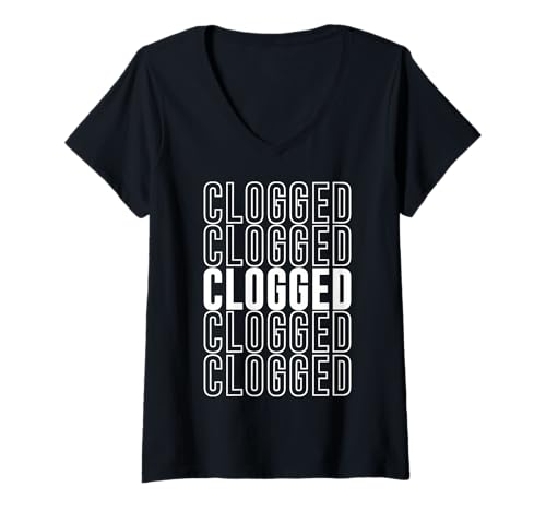 Damen Verstopft T-Shirt mit V-Ausschnitt Damen Verstopft T-Shirt mit V-Ausschnitt von Clogged Apparel