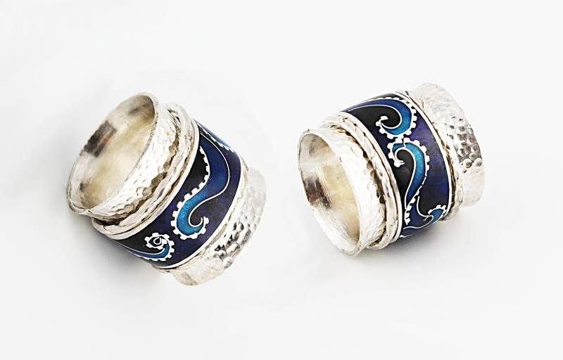 Handmade Ring , Cloisonne Enamel, Unikat, Pure Silver von CloisonneMariamart