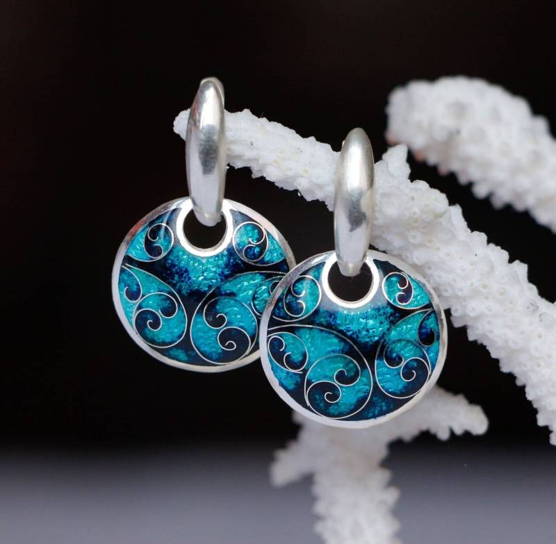 Türkis Cloisonné Emaille Ohrringe Sterling Silber Schmuck Türkis Cloisonné Emaille Ohrringe Sterling Silber Schmuck von CloisonneMinanqari