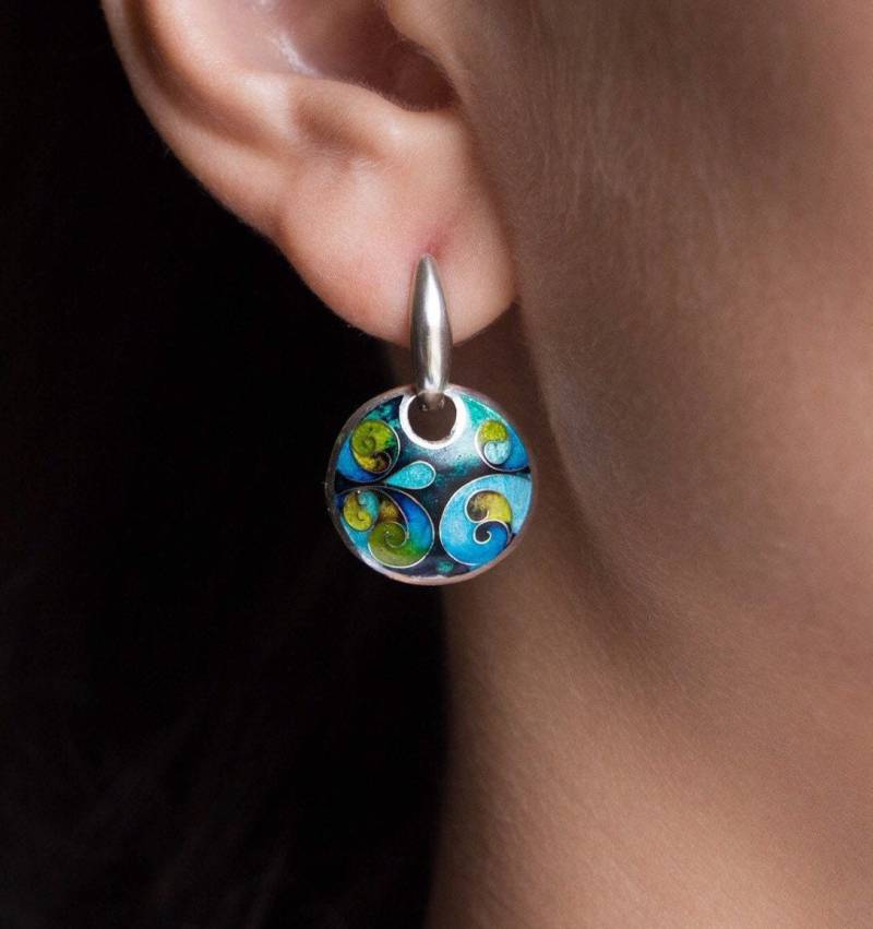 Twilight Floral Emaille Ohrringe Sterling Silber Cloisonné Schmuck Twilight Floral Emaille Ohrringe Sterling Silber Cloisonné Schmuck von CloisonneMinanqari
