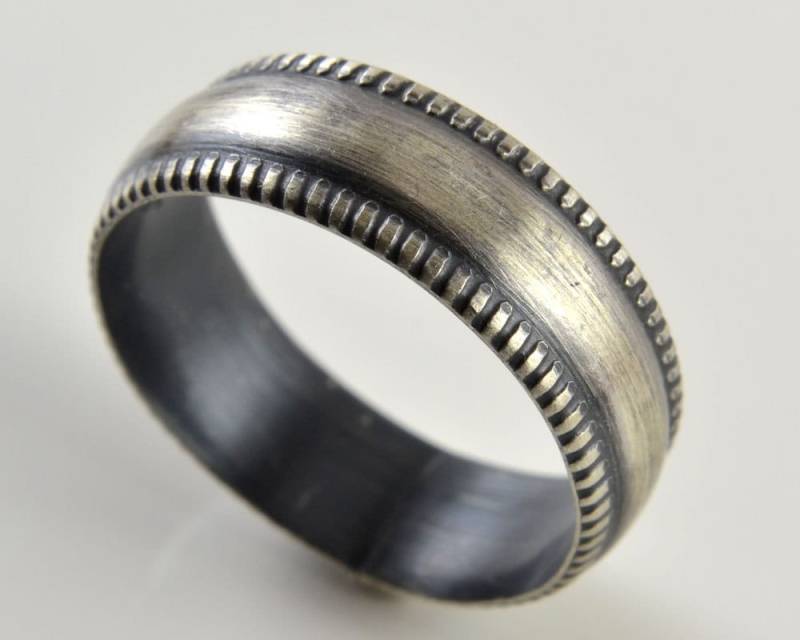 Sterling Silber Perlen Muster Bandring Vintage Style Ehering von ClosParra