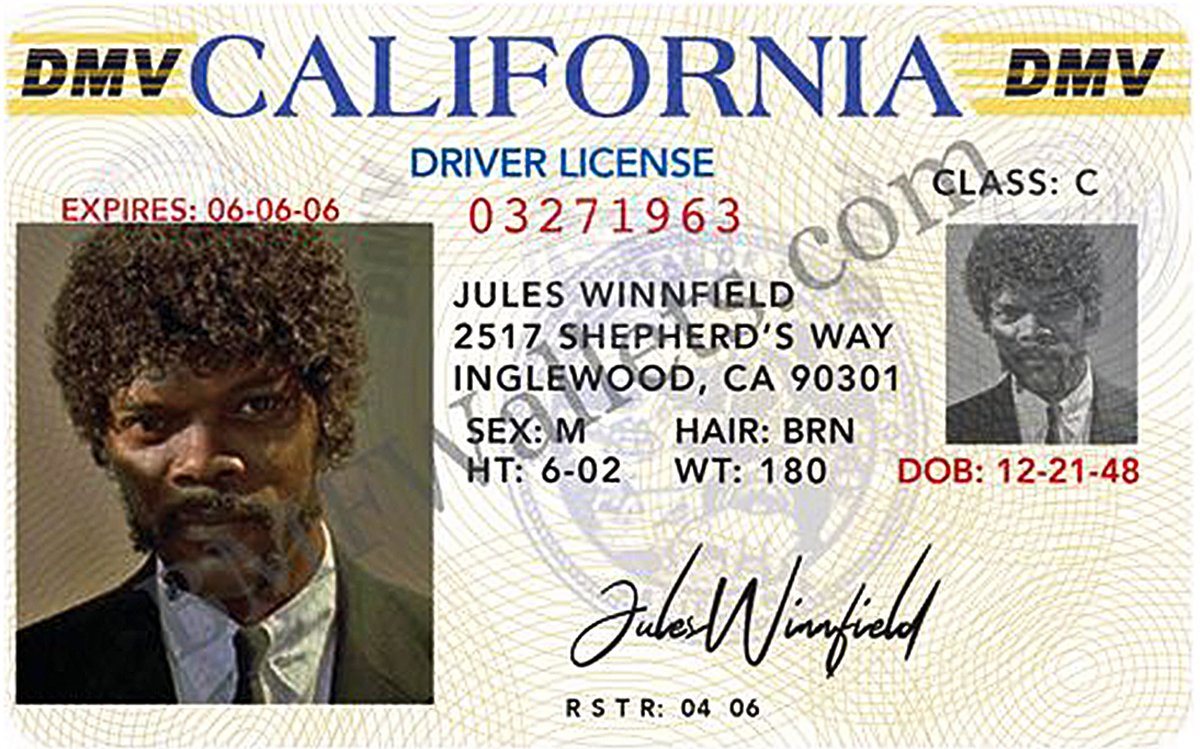 Close Up Geldbörse Pulp Fiction Jules Winnfield Drivers Licence Führerschein von Close Up