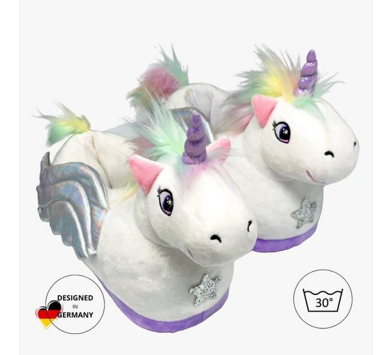 Close Up Pegasus Kinder Hausschuhe SLOFFIES One Size Kids Einhorn Plüsch Hausschuhe von Close Up