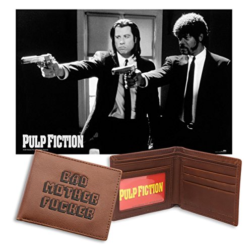 Pulp Fiction BMF Bundle Poster Guns (91,5 x 61 cm) & Geldbeutel (echtes Leder, original US Modell ohne Münzfach) von Close Up