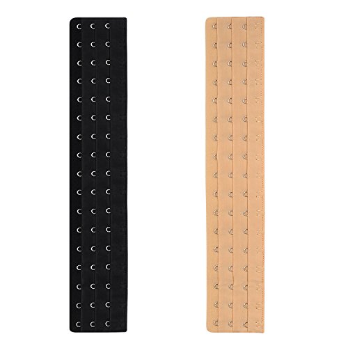 Closecret Damen BH Extender Packung mit 2 Stücken, Schwarz & Beige (17 Hooks) von Closecret
