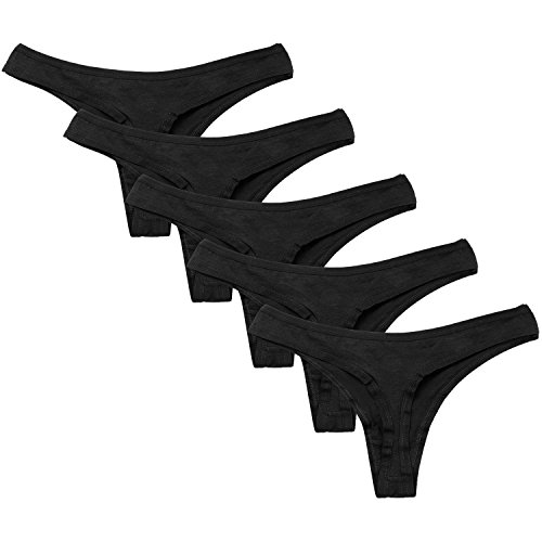 Closecret Frauen-reizvoll sexy Schlüpfer-Baumwolle Tangas Packung von 5 G-Strings (schwarz) (M) von Closecret