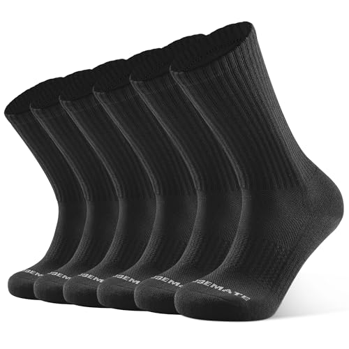 6 Paar Socken Herren Crew Sportsocken 39-42 43-46 47-50 Gepolstert Trekkingsocken Baumwolle Laufsocken Tennisocken Damen Dicke Warm Lange Wintersocken Rutschfest Wandersocken(6Schwarz, Größe L) von Closemate