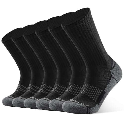 6 Paar Socken Herren Crew Sportsocken 39-42 43-46 47-50 Gepolstert Trekkingsocken Baumwolle Laufsocken Tennisocken Damen Dicke Warm Lange Wintersocken Rutschfest Wandersocken(6Schwarzgrau, Größe XL) von Closemate