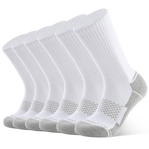 CLOSEMATE Tennissocken Socken Herren 39-42 43-46 47-50 Wandersocken Sportsocken Laufsocken Trekkingsocken Arbeitssocken Atmungsaktive Gekämmte Baumwolle Schwarz Weiß Größe M von CLOSEMATE