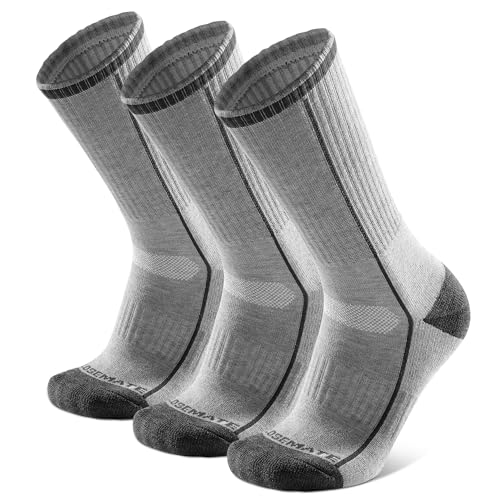 Closemate 3 Paar Merino Wollsocken Herren Winter Warme Socken Männer Dicke Thermosocken Atmungsaktiv Frotteesocken Wandernsocken für Outdoor Wandern Lauf Skisocken(3Grau, Größe L) von Closemate