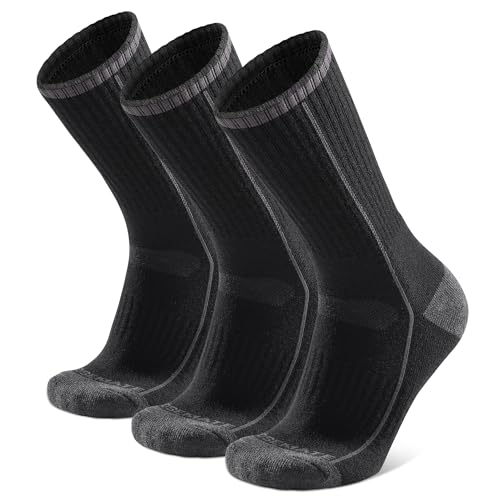 Closemate 3 Paar Merino Wollsocken Herren Winter Warme Socken Männer Dicke Thermosocken Atmungsaktiv Frotteesocken Wandernsocken für Outdoor Wandern Lauf Skisocken(3Schwarz, Größe L) von Closemate