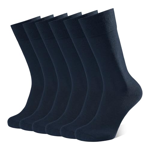 CLOSEMATE 6 Paar Business Socken Herren 39-42 43-46 Anzugsocken Herrensocken Atmungsaktive Baumwolle Herrenstrümpfe Lange Strümpfe Baumwollsocken für Männer 6Navyblau Größe L von CLOSEMATE
