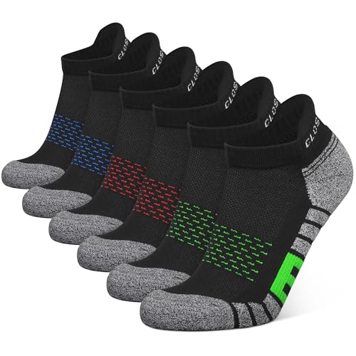 Closemate 6 Paar Sneaker Socken Herren Sommer Socken Baumwolle Atmungsaktive Warme Sneakersocken Damen Quarter Sport Socken Schwarz für Outdoor Wander Fitness im Freien (2Rot2Blau2Grün, 38-43) von Closemate