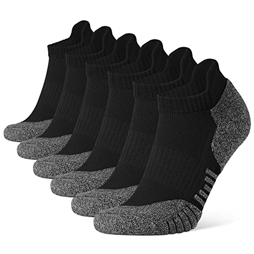 Closemate 6 Paar Sneaker Socken Herren Sportsocken Baumwolle Gepolsterte Laufsocken Atmungsaktiv Antirutsch Knöchel Kurze Halbsocken (6Schwarz, Größe XL) von Closemate