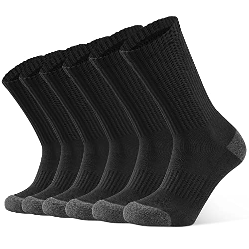 Closemate 6 Paar Socken Herren Damen Warme Dicke Wintersocken Arbeitssocken Thermo Trekkingsocken Baumwolle Atmungsaktives Sportsocken Tennissocken für Winter (6Schwarz, 38-43(M)) von Closemate