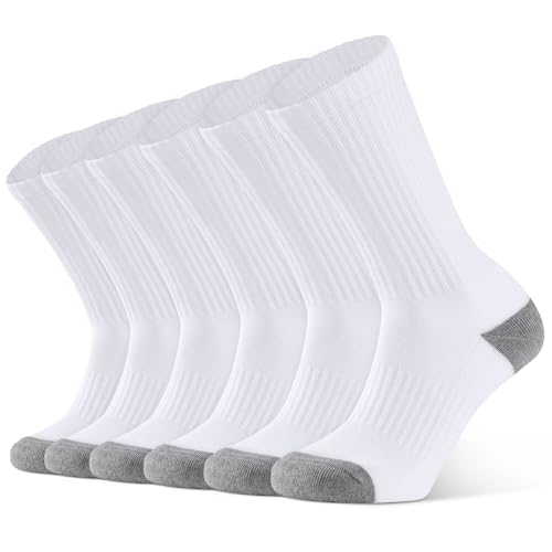 Closemate 6 Paar Socken Herren Damen Warme Dicke Wintersocken Arbeitssocken Thermo Trekkingsocken Baumwolle Atmungsaktives Sportsocken Tennissocken für Winter (6Weiß, 38-43 (M)) von Closemate