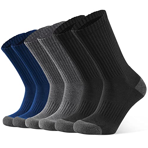 Closemate 6 Paar Socken Herren Damen Warme Dicke Wintersocken Arbeitssocken Thermo Trekkingsocken Baumwolle Atmungsaktives Sportsocken Tennissocken für Winter(2Schwarz2Grau2MarineBlau, Größe L) von Closemate