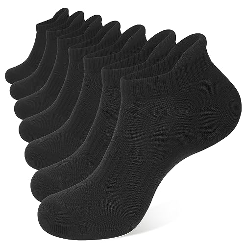 Closemate 7 Paar Sneaker Socken Herren Damen Gepolsterte Laufsocken Baumwolle Atmungsaktiv Sportsocken für Fitness im Freien (7Schwarz, Größe XL) von Closemate