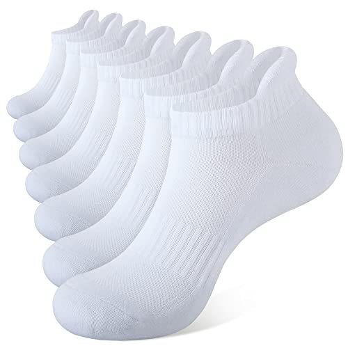 Closemate 7 Paar Sneaker Socken Herren Damen Gepolsterte Laufsocken Baumwolle Atmungsaktiv Sportsocken für Fitness im Freien (7Weiß, Größe XL) von Closemate