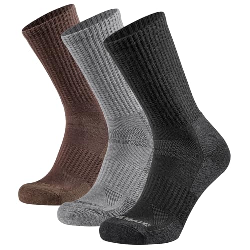 CLOSEMATE Merino Socken Herren Wollsocken 39-42 43-46 Wandersocken Warme Wintersocken Gepolstert Thermosocken Laufsocken Funktionssocken Für Wanderschuhe Trekkingschuhe Schwarz Grau Braun Größe L von CLOSEMATE