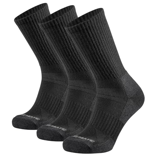 CLOSEMATE Merino Socken Herren Wollsocken 39-42 43-46 Wandersocken Warme Wintersocken Gepolstert Thermosocken Laufsocken Funktionssocken Für Wanderschuhe Trekkingschuhe Schwarz Größe L von CLOSEMATE
