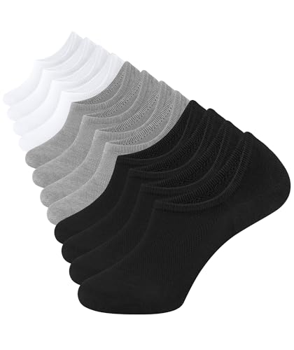 CLOSEMATE 6 Paar Füßlinge Damen Herren Sneakersocken 39-42 43-46 Baumwolle Füsslinge Unsichtbare Socken Invisible No Show Socks Sneaker Mokassins Loafer 2Schwarz 2Weiß 2Grau M von CLOSEMATE