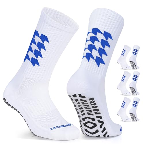 Closemate Rutschfeste Fußballsocken Herren Damen 43-46 39-42 Anti Rutsch Athletic Socken Sportsocken Pantoffelsocken für Fußball Basketball Yoga Wandern Trekking Laufen 3 Paar(3Himmelblau, Größe M) von Closemate