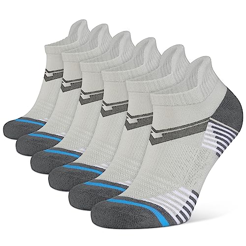 Closemate Sneaker Socken Herren Atmungsaktive Sportsocken Füßlinge Baumwolle Gepolsterte Kurz Laufsocken Damen 6Paar(6Grau, Größe XL) von Closemate