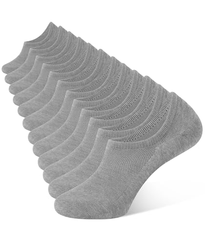 CLOSEMATE 6 Paar Füßlinge Damen Herren Sneakersocken 39-42 43-46 Baumwolle Füsslinge Unsichtbare Socken Invisible No Show Socks Sneaker Mokassins Loafer 6Grau L von CLOSEMATE