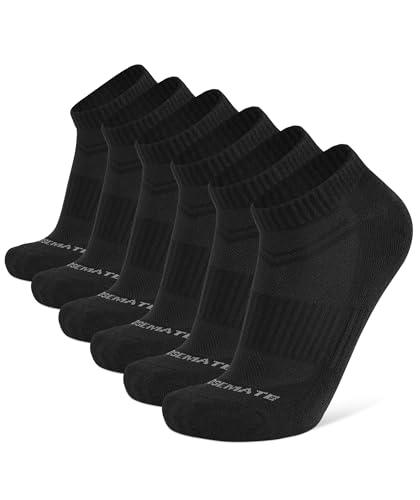 CLOSEMATE 6 Paar Sneaker Socken Herren Damen Laufsocken 39-42 43-46 Sportsocken Gepolstert Baumwolle Kurze Socken Atmungsaktives Mesh 6Schwarz M von CLOSEMATE