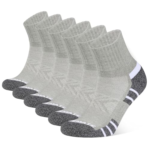 Closemate Sneaker Socken Herren&Damen Füsslinge Baumwolle Anti-Rutsch Laufsocken mit Frotteesohle Kurze Quarter Halbsocken Atmungsaktive Sportsocken 6Paar(6Grau, Größe XL) von Closemate