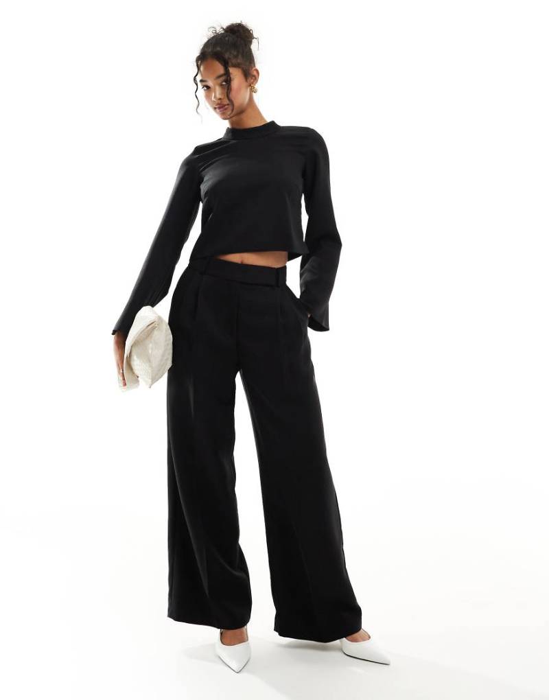 Closet London - Hose in Schwarz mit weitem Bein, Kombiteil von Closet London