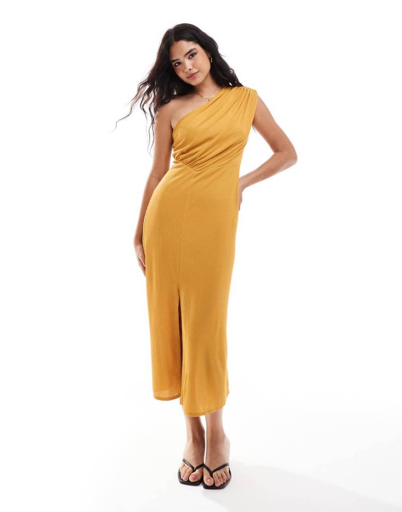 Closet London - Midaxikleid in Ocker mit One-Shoulder-Träger-Gelb von Closet London