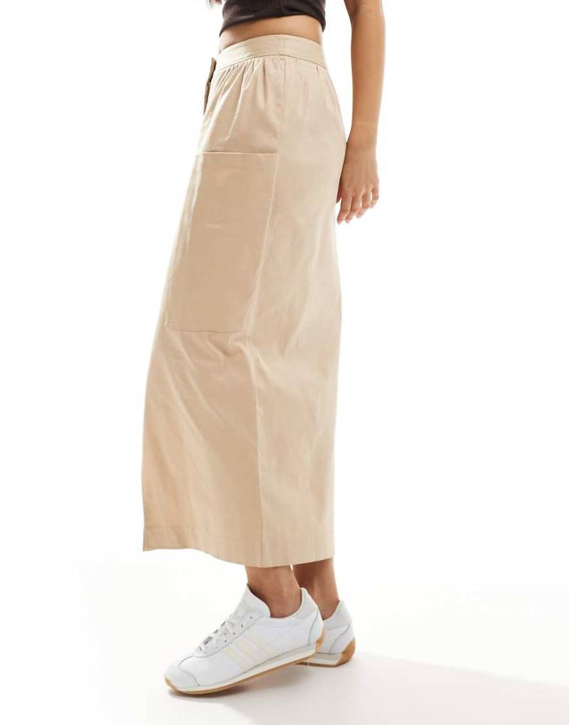 Closet London - Midi-Bleistiftrock in Neutral mit Cargotaschen von Closet London