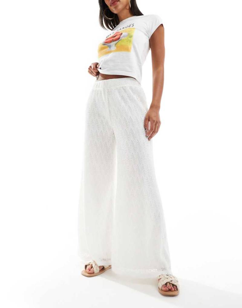 Closet London - Strukturierte Hose in Elfenbein mit weitem Bein-Weiß von Closet London