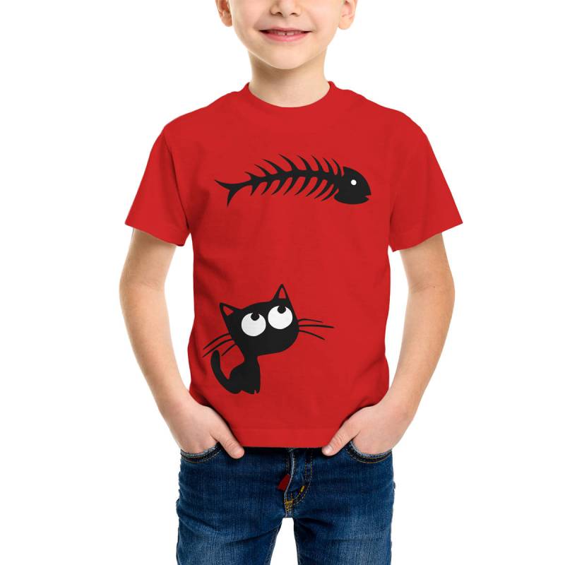 Catfish T-Shirt Schwarz-Weißer Siebdruck Auf Roter Baumwolle von ClothMothTshirts