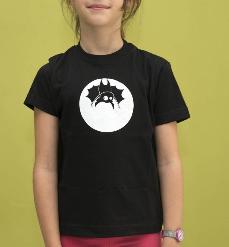 Fledermaus Kids T-Shirt, Weiss Auf Schwarz Baumwolle von ClothMothTshirts