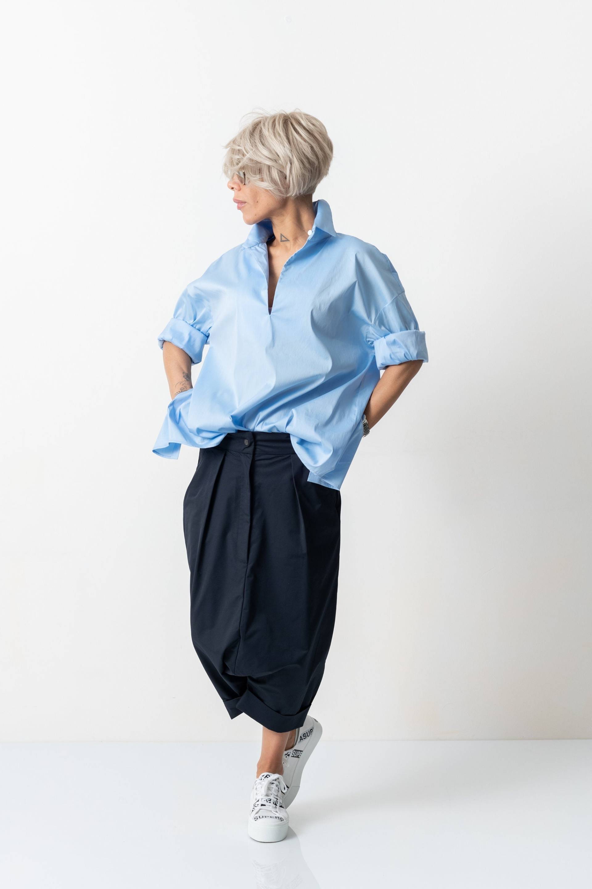 Blaues Shirt, Tunika Blaue Bluse, Sommer Top, Plus Size Tunika, Bluse Blaues Shirt, Tunika Blaue Bluse, Sommer Top, Plus Size Tunika, Bluse von ClothesByLockerRoom