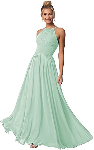 Clothfun Damen Halter Brautjungfer Kleider Lange Chiffon Formelle Kleider Abend Party Kleid 2023, Eisblau, 50 Mehr Clothfun Damen Halter Brautjungfer Kleider Lange Chiffon Formelle Kleider Abend Party Kleid 2023, Eisblau, 50 Mehr von Clothfun