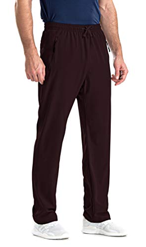 Clothin Herren-Hose mit elastischem Bund und Kordelzug für Sport, Training, Reisen, schnelltrocknend, dehnbar, Weinrot, XL (37-41 W x 32 L) von Clothin