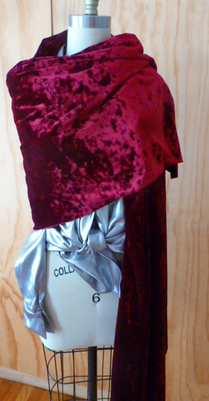 Maroon/Burgundy Crush Samt Schal 182 "x 28" Versand Am Nächsten Tag Kostenloser in Den Usa von ClothingByCheryldine