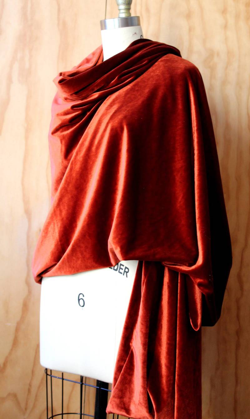 Rost Vibrierende Samt 216x28 cm Und 85x28 Lange Schal/Schöne Satte Farbe/ Luxeriöser Auf Beiden Seiten 2 Tücher Fertig Am Nächsten Tag von ClothingByCheryldine