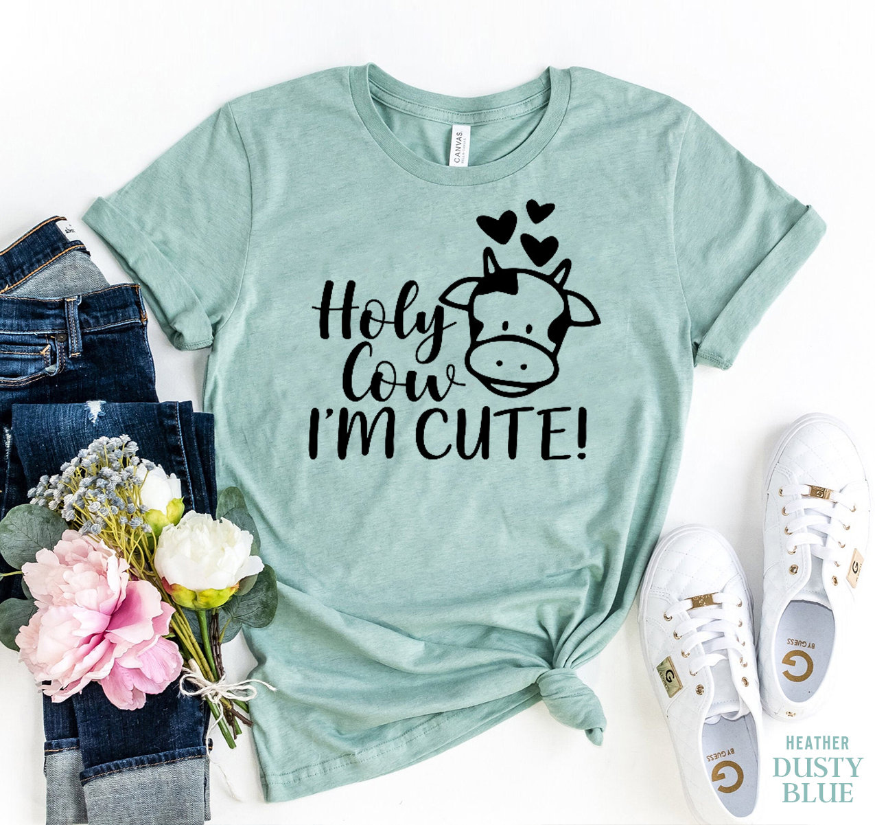 Holy Cow I'm Cute T-Shirt, Geburtstagsshirt, Kuh Shirt, Liebhaber Geschenk, Tier Tshirt, Süßes T-Shirt, Mädchen Geschenk Für Freundin von ClothingByShane