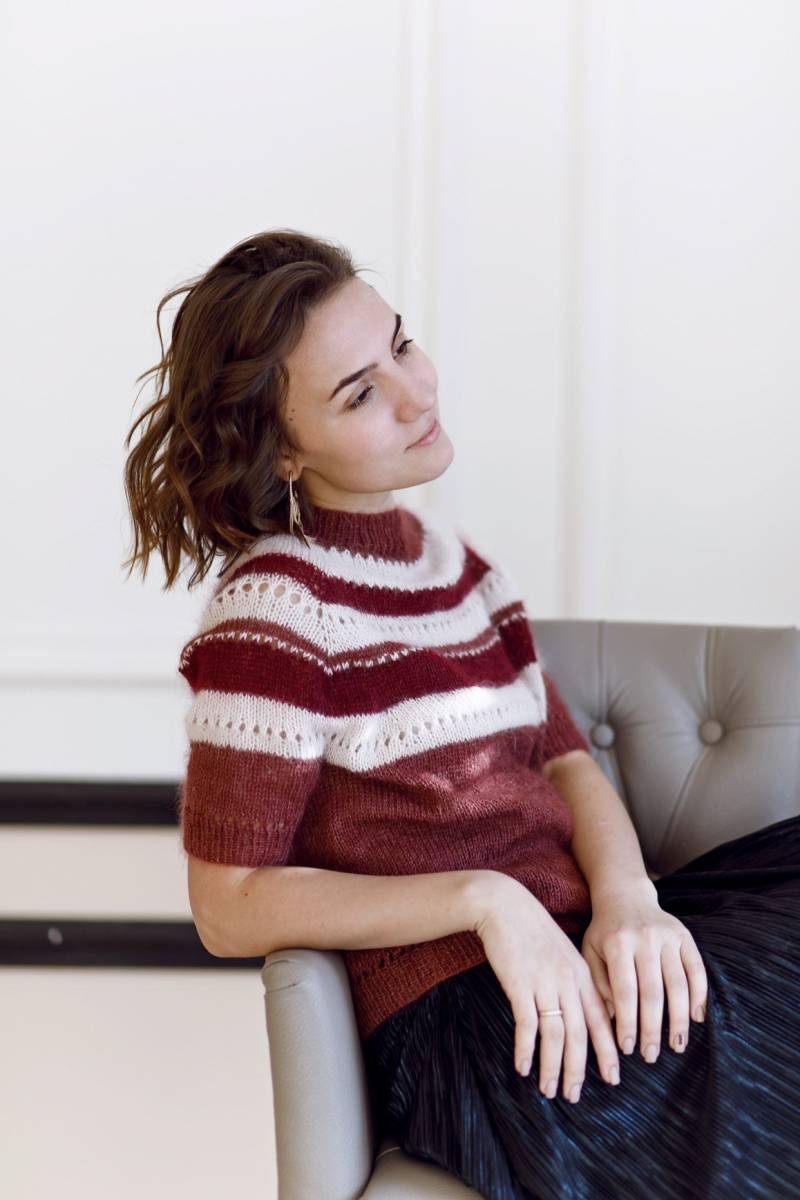 Gestreifter Pullover Mehrfarbiger Winterpullover Gestricktes T-Shirt Handgestrickter Einzigartiger von ClothingGeometry