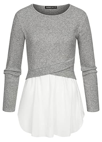 Cloud 5ive Damen 2in1 Shirt Sweater Pullover Strukturstoff von Cloud 5ive