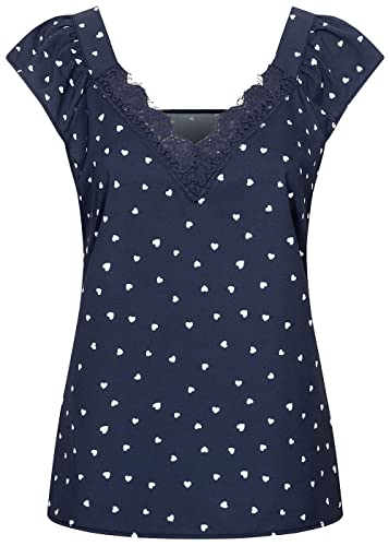 Cloud 5ive Damen Crepe Top mit Spitzen-Details und Herzchen Print von Cloud 5ive