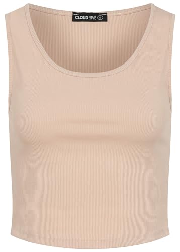 Cloud 5ive Damen Crop Shirt kurzes Tank Top mit Strukturstoff von Cloud 5ive