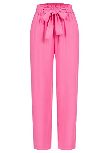 Cloud 5ive Damen High-Waist Viskose Hose 2-Pockets Bindegürtel Fuchsia pink von Cloud 5ive