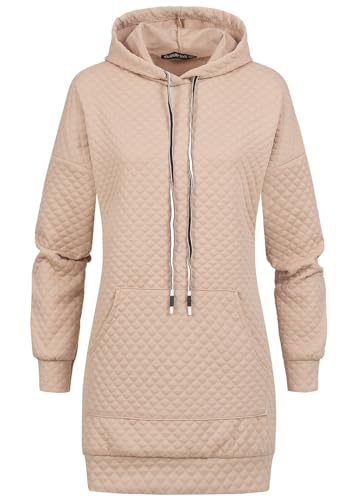 Cloud 5ive Damen Hoodie Diamond Strukturmuster Longform Kapuzenpullover Kängurutasche von Cloud 5ive